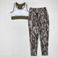 Adult Women Green Tops Camo Pants Yoga Sports Set