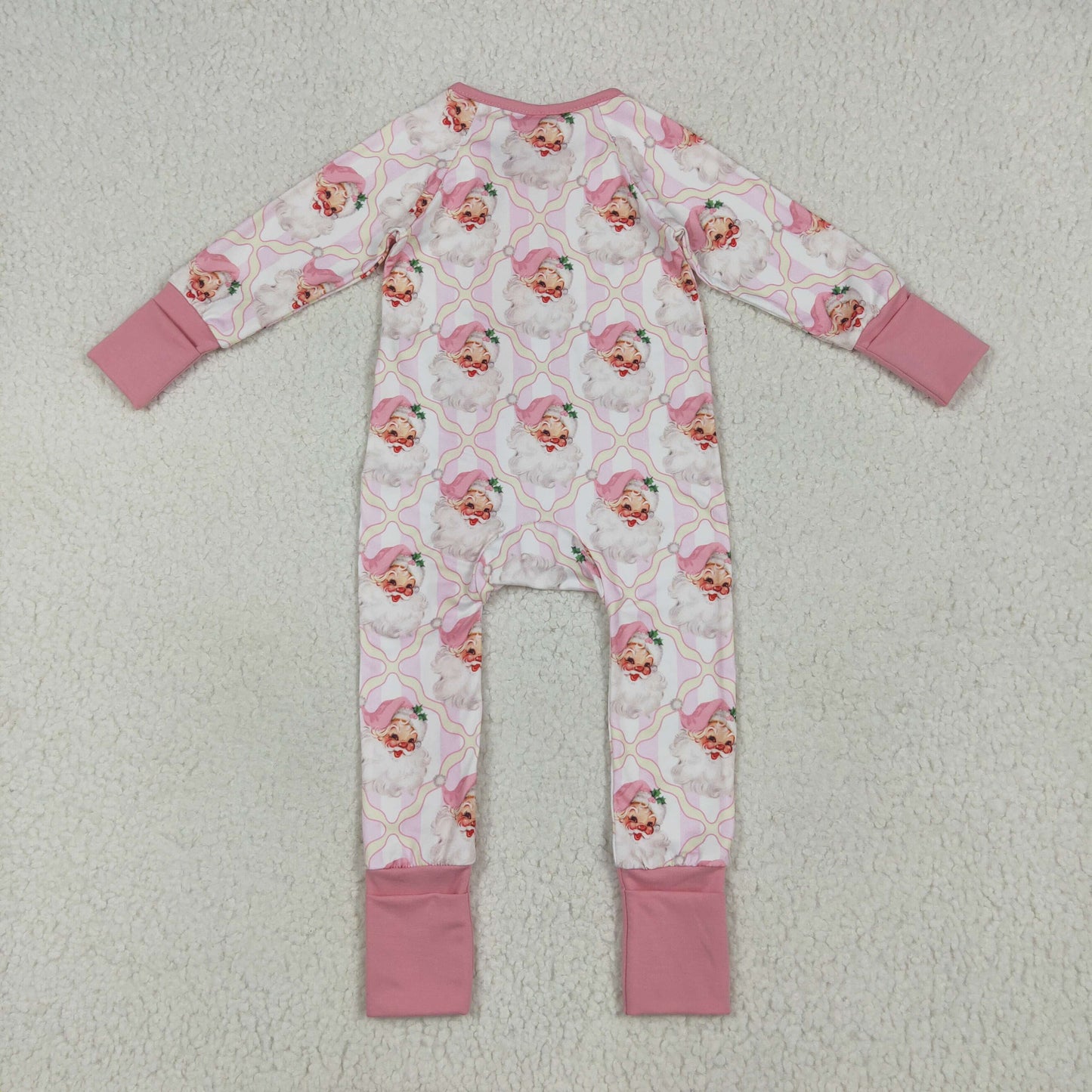 Baby Kids Infant Long Sleeves Christmas Santa Bows Zipper Romper RTS