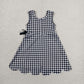 Baby Girls Kids Sleeveless Black Plaid Scallop Yoga Knee Length Dress RTS