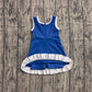 ( No moq ) Preorder Baby Girls Kids Sleeveless Shorts Scallop Dress Yoga Active Blue Clothes