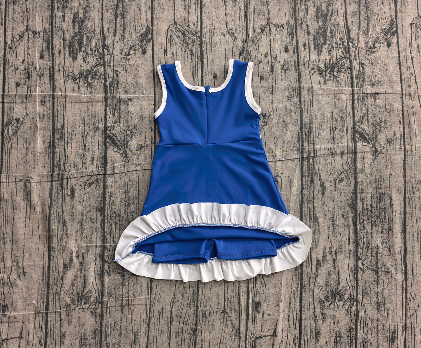 ( No moq ) Preorder Baby Girls Kids Sleeveless Shorts Scallop Dress Yoga Active Blue Clothes
