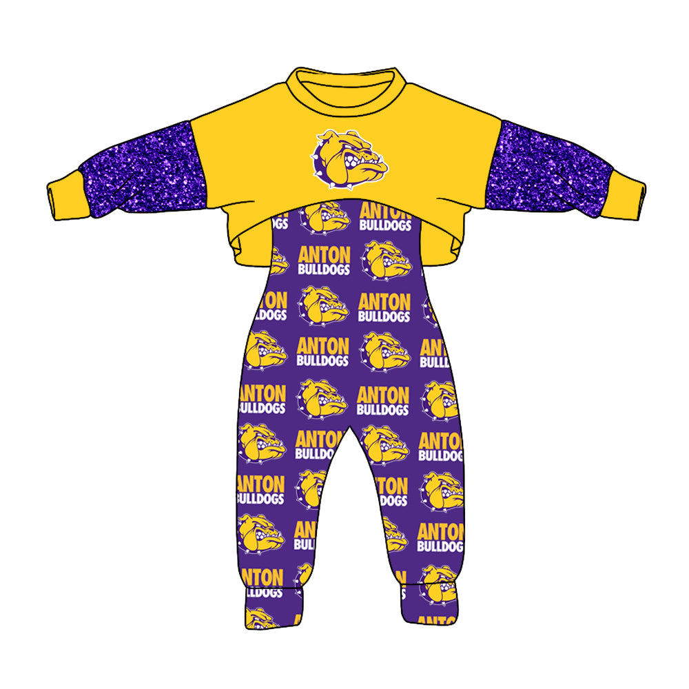 Baby Girl Short Sleeves Dog Team Shirt Jumpsuit Clothes Set Moq 5