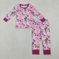 Baby Girl Long Sleeves Christmas Western Boots Cactus Pajamas Clothes Set RTS