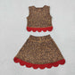 Baby Girls Kids Sleeveless Leopard Shirt Scallop Bows Skirt Shorts Yoga Active Set Clothes RTS