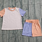 Baby Girls Short Sleeves Shirt Shorts Summer Set Patchwork Clothes RTS