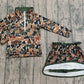 Baby Girls Kids Long Sleeves Brown Green Camo Zipper Pullover Skirt Shorts Set RTS
