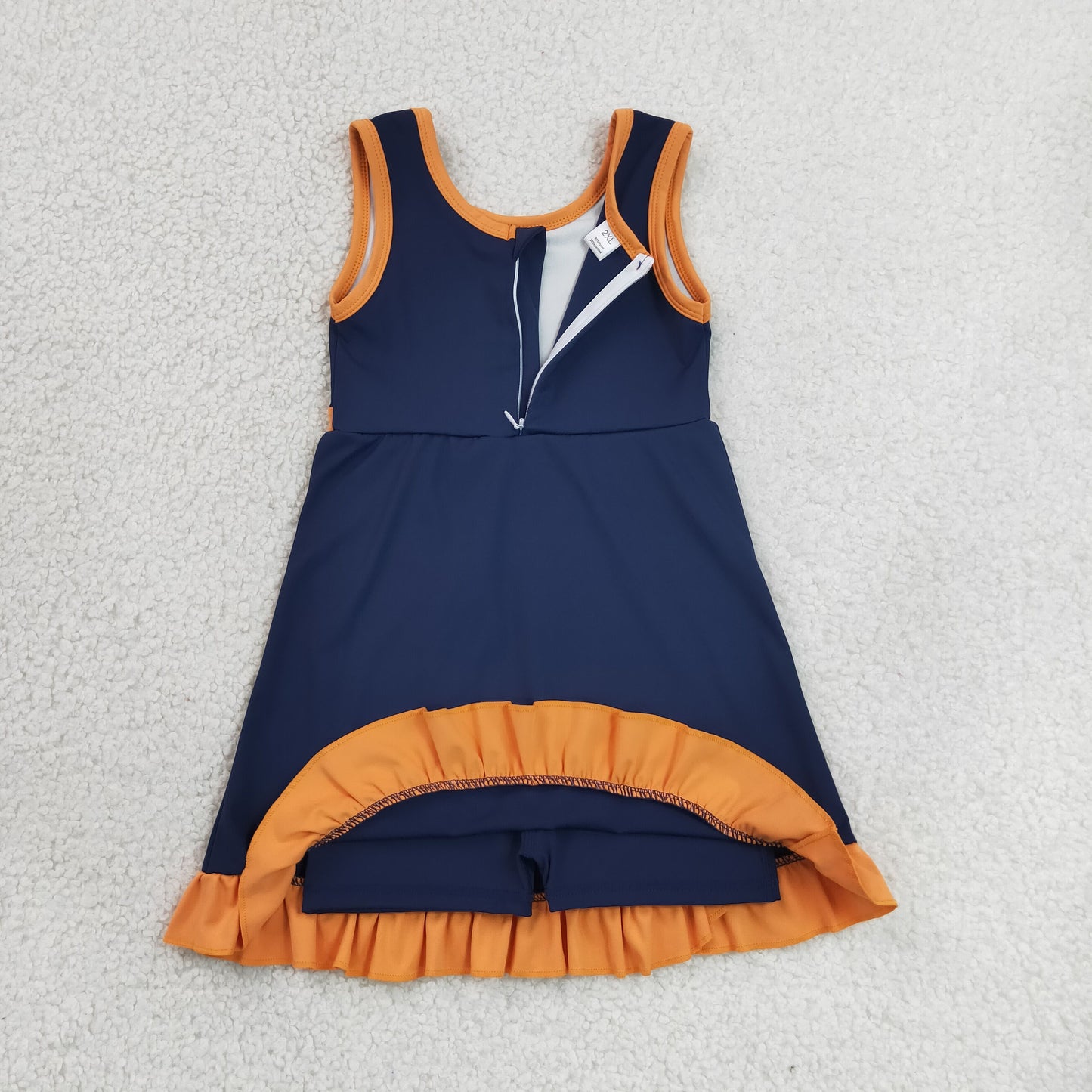 Baby Girls Kids Sleeveless Shorts Knee Length Purple Dress Yoga Active Scallop Clothes RTS