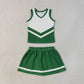 Baby Girls Kids Sleeveless Tops Skirt Shorts Green Set Yoga Team Clothes RTS