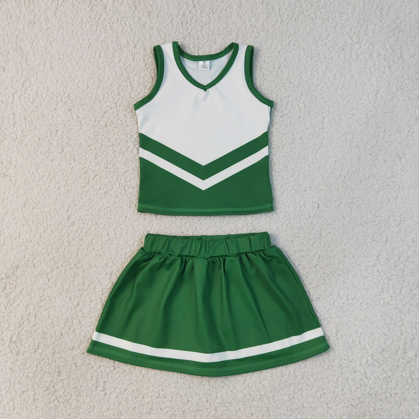 Baby Girls Kids Sleeveless Tops Skirt Shorts Green Set Yoga Team Clothes RTS