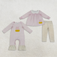 Sibling Baby Girls Kids Embroidery Halloween Bows Candy Pink Plaid Romper Set Halloween Clothes RTS