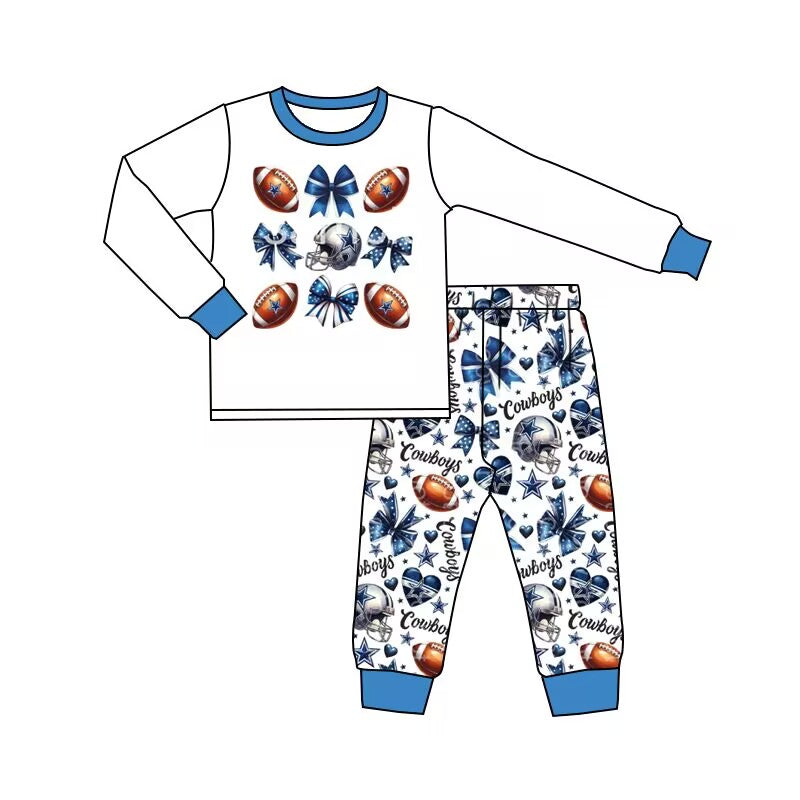 Baby Boy Long Sleeves Cowboys Shirt Football Bows Pants Pajamas Clothes Set Moq 5