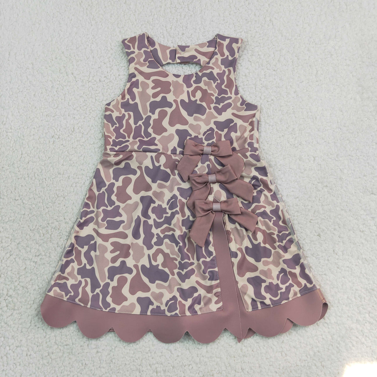 Baby Girls Kids Sleeveless Camo Bows Shorts Scallop Dress Yoga Active Clothes RTS
