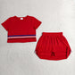 Sibling Baby Girls Kids Short Sleeves Stripes Shirts Skirts Shorts Summer Sets Clothes RTS
