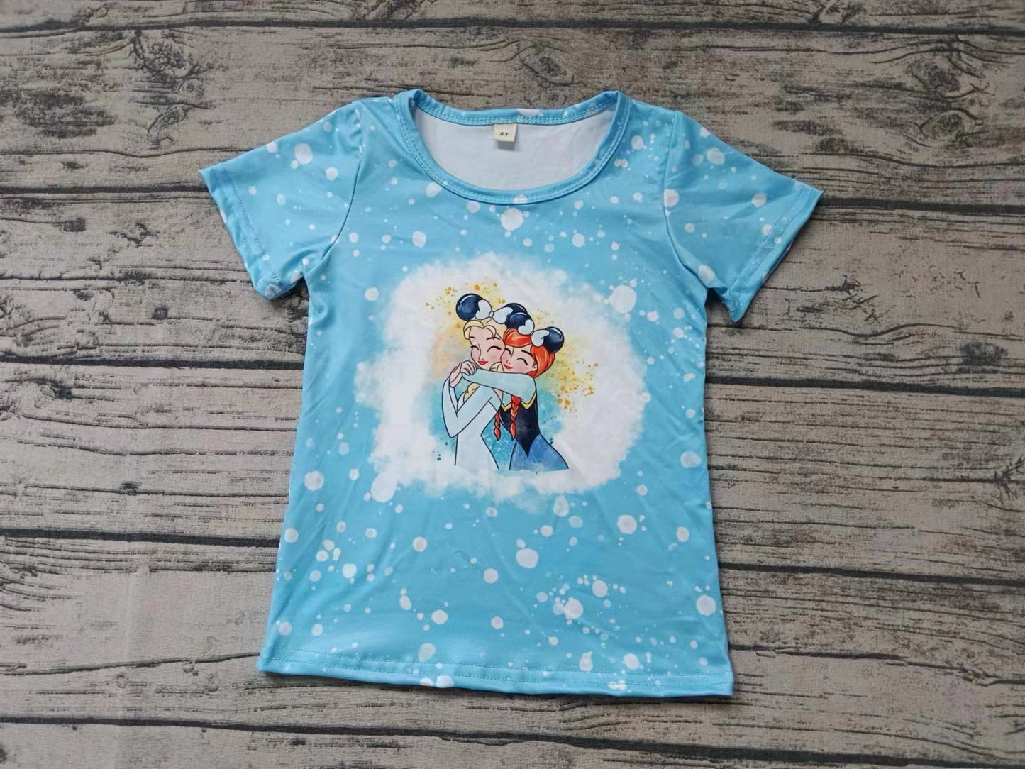 Moq 5 Pre-order Baby Girl Blue Short Sleeves Princess Shirt Tops