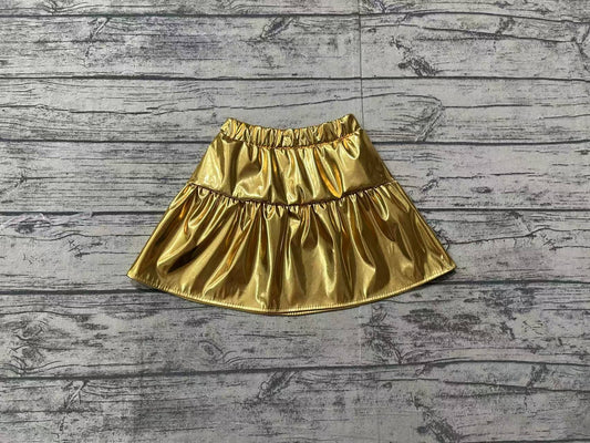 Preorder Baby Girl Golden Leather Skort Skirt（ No moq ）