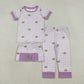 Baby Boys Donuts Shirt Purple Plaid Embroidery Pants Pajamas Mardi Gras Set RTS