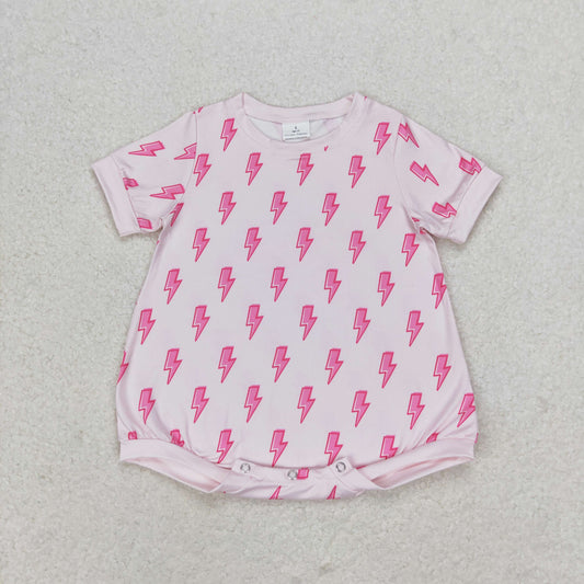 Baby Girl Short Sleeves Pink Bubble One Piece Romper