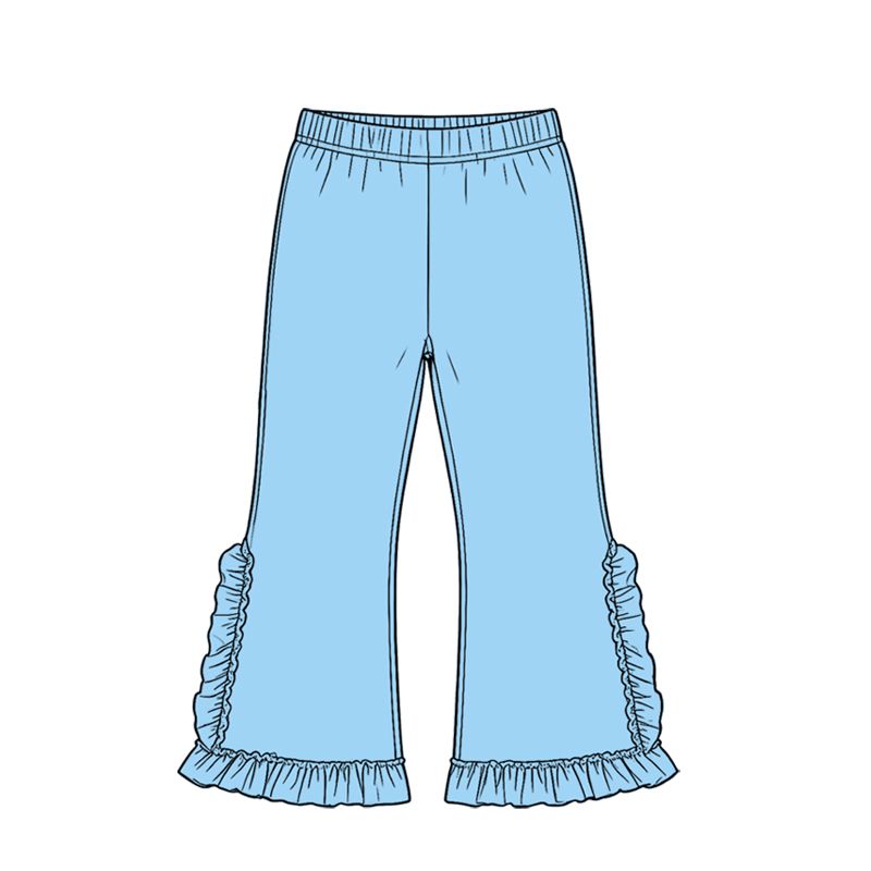 ( Moq 5 ) Baby Girls Kids Blue Ruffle Pants Bottoms Cotton Clothes