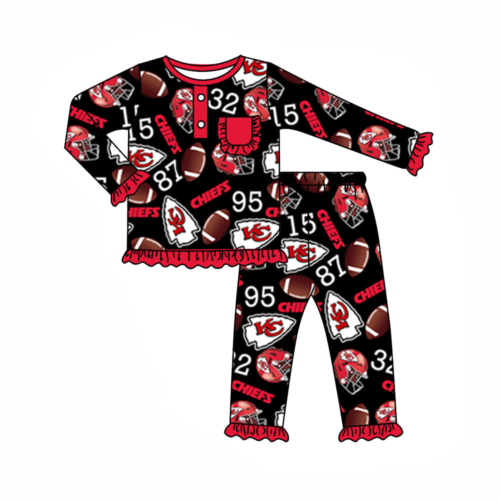Baby Girl KC Black Shirt Pants Pajamas Clothes Team Set