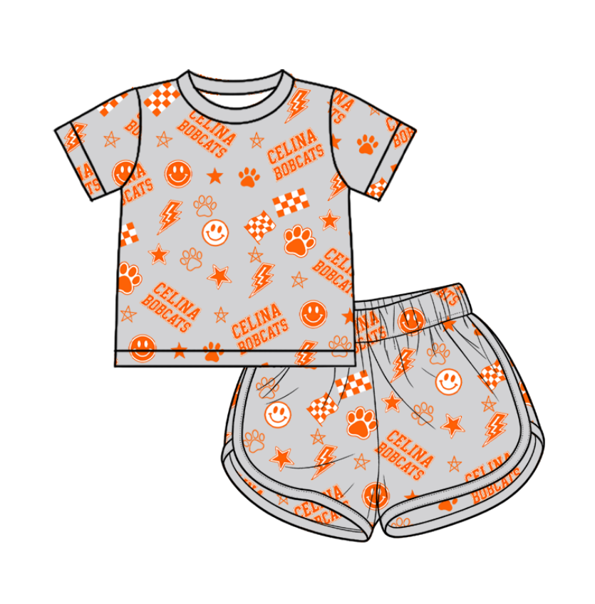 ( Moq 5 )  Custom Baby Girls Kids Bows Tops Shorts Set Clothes 7.15