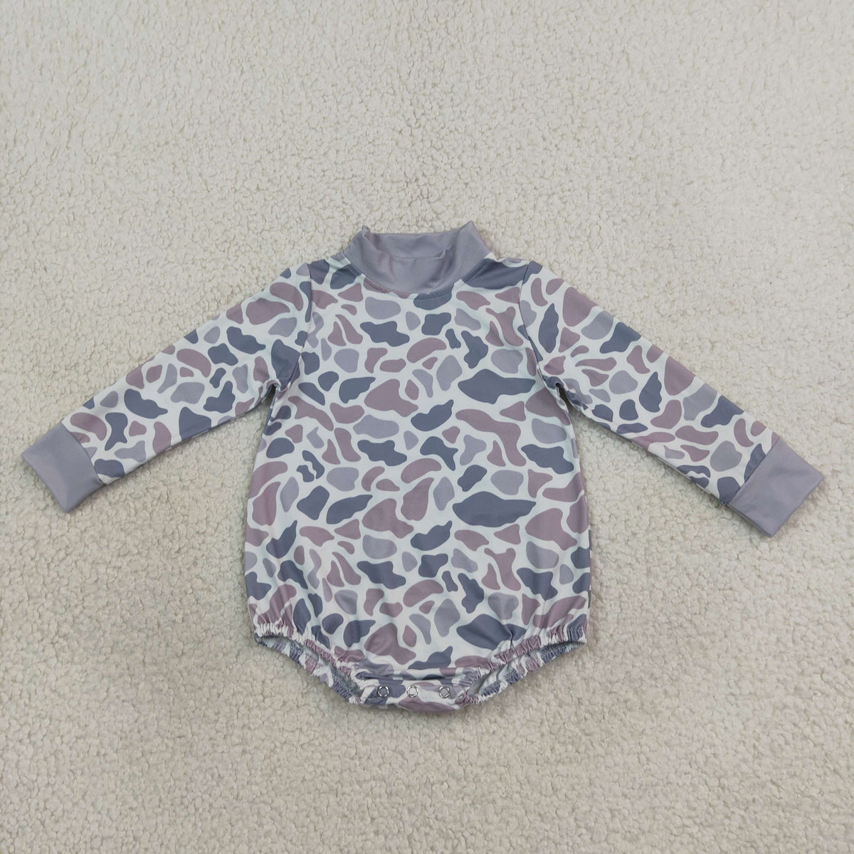 Baby Boys Infant Long Sleeves Grey Camo Bubble Romper Clothes RTS