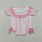 Baby Girls Infant Short Sleeves Chicks Rabbit Flower Pink Plaid Easter Romper RTS