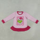 Baby Girl Long Sleeves Green Face Christmas Pink Plaid Ruffle Shirt RTS
