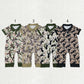 Sibling Baby Boys Short Sleeves Deer Dogs Ducks Camo Hunting Buttons Rompers Clothes RTS