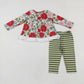 Baby Girl Toddler Red Flower Tunic Stripes Pants Clothes Set