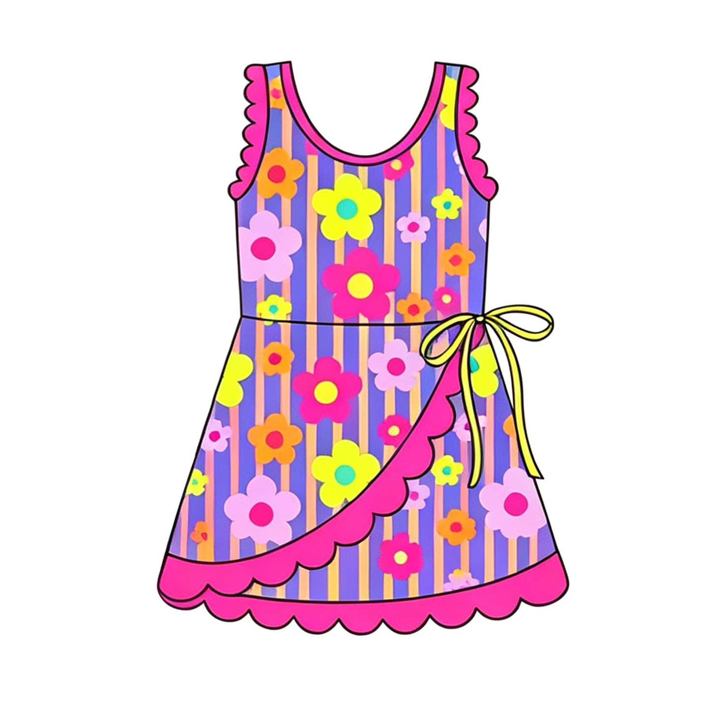 ( Moq 5 ) Preorder Baby Girls Kids Sleeveless Shorts Scallop Flower Dress Yoga Active Clothes