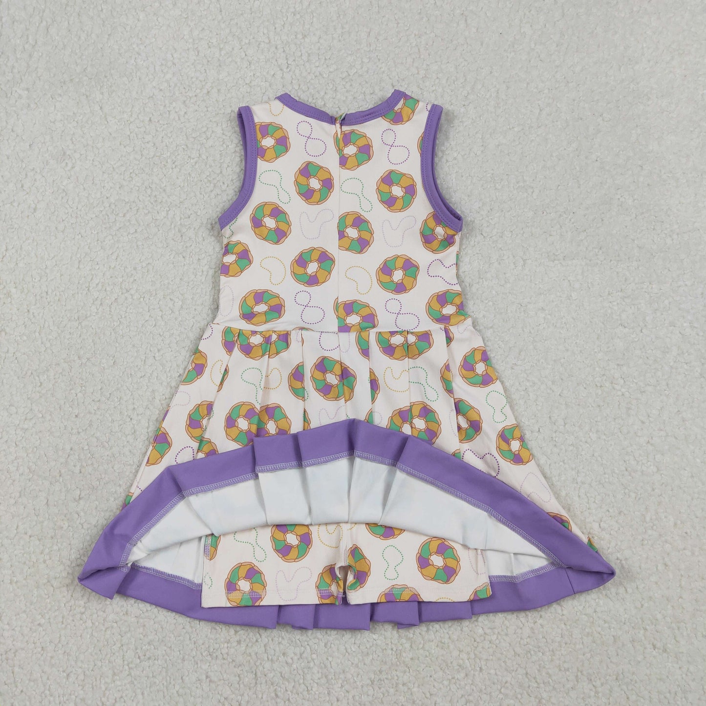 Baby Girls Kids Sleeveless Donuts Skort Yoga Active Mardi Gras Dress RTS