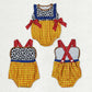 Sibling Baby Boys Girls Infant Cow Print Yellow Plaid Bubble Rompers RTS