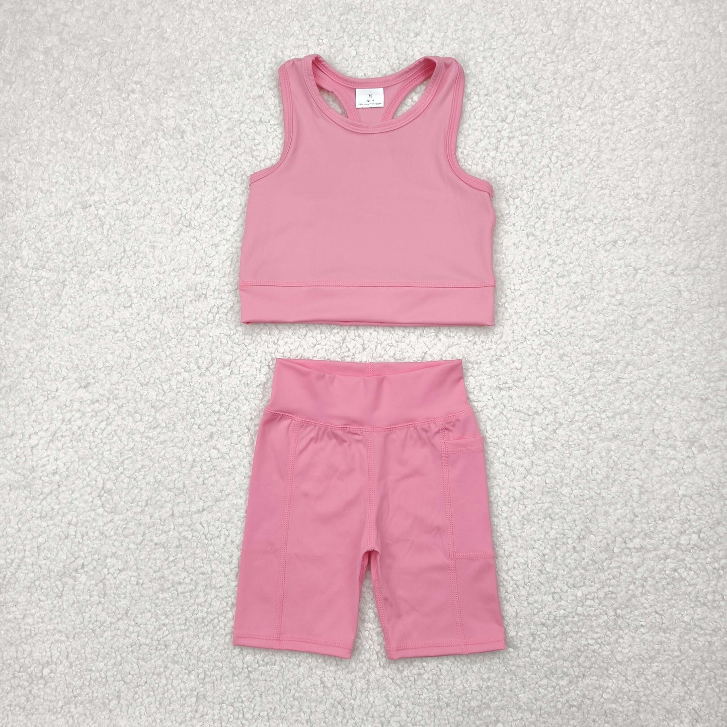 Baby Girl Pink Athletic Active Wear Top Shorts Clothes Set RTS