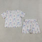 Baby Girls Kids Short Sleeves Flower Bows Shirt Shorts Summer Set RTS