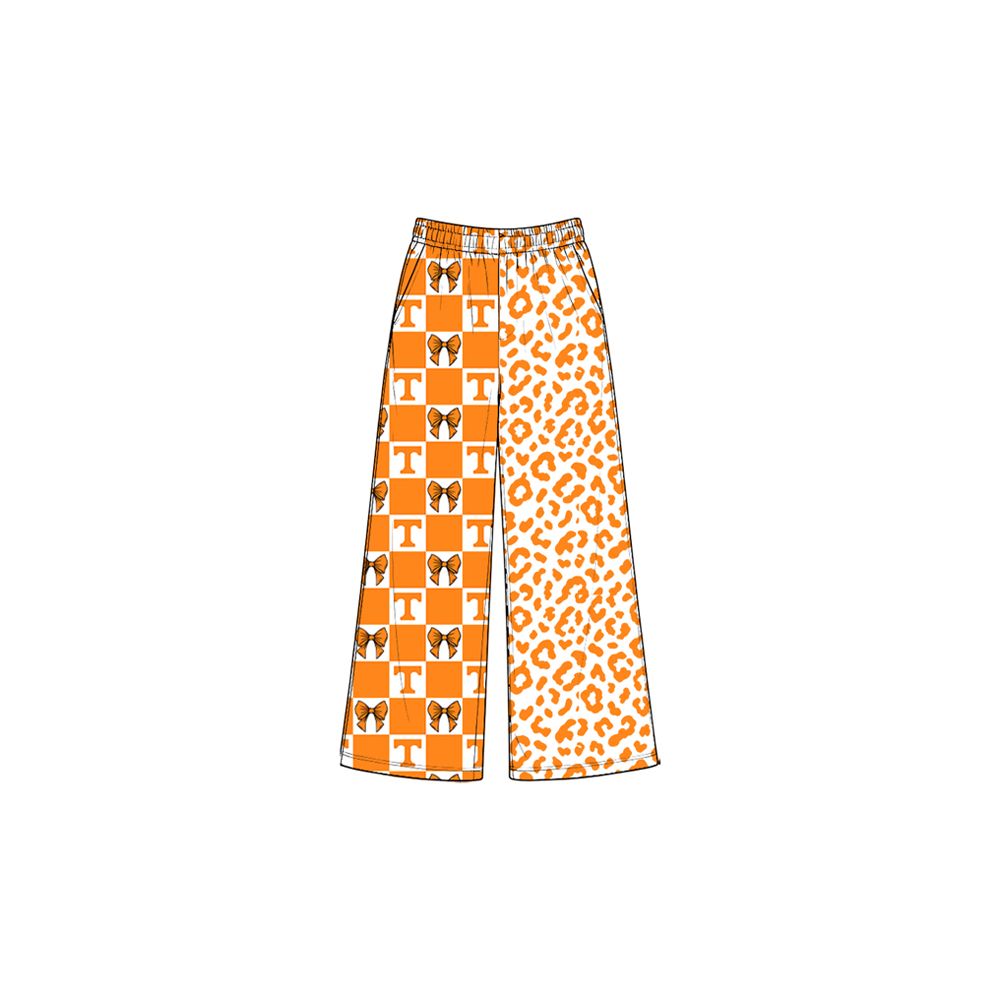 ( Moq 5 ) Baby Girls Kids Bows Orange Leopard Pants Bottoms Team Clothes