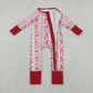 Baby Girls Long Sleeves Flower Hearts Valentine Red Zipper Sleeper Romper RTS