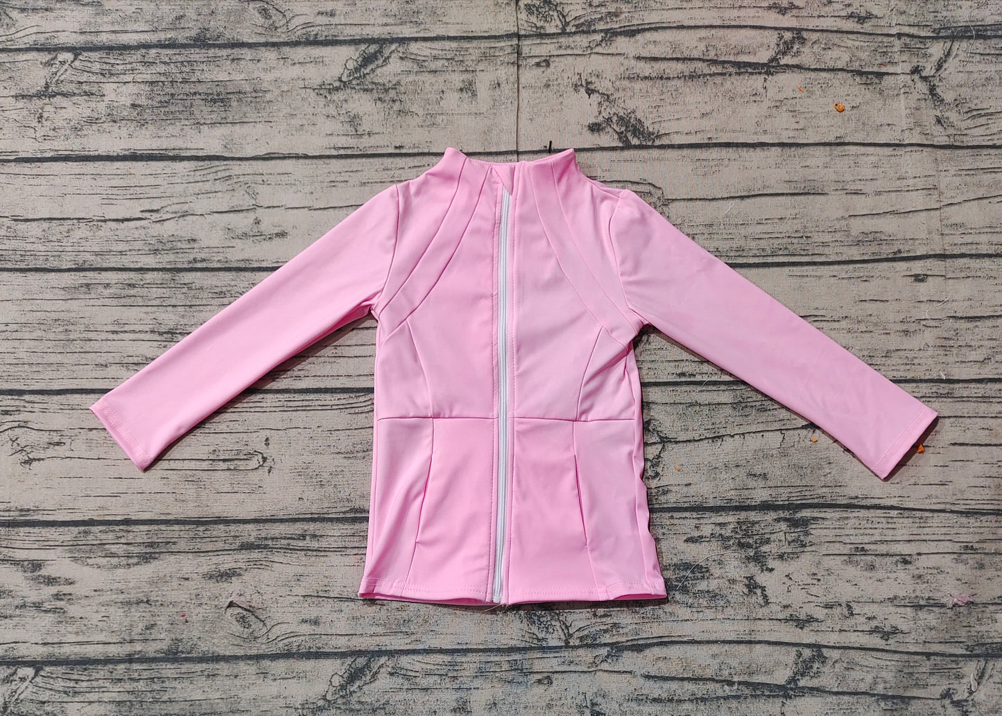 Baby Girl Light Pink Pocket Yoga Sports Zipper Jacket Tops