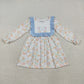 Baby Girl Long Sleeves Blue Ruffle Pumpkin Bows Knee Length Dress RTS