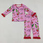 Baby Girl Long Sleeves Green Face Tree Shirt Pants Christmas Pajamas Set RTS