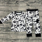 Baby Girl Long Sleeves Black Bows Shirt Pants Pajamas Set RTS