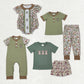 Sibling Baby Boys Kids Short Sleeves Embroidery Rabbit Camo Easter Rompers Sets RTS