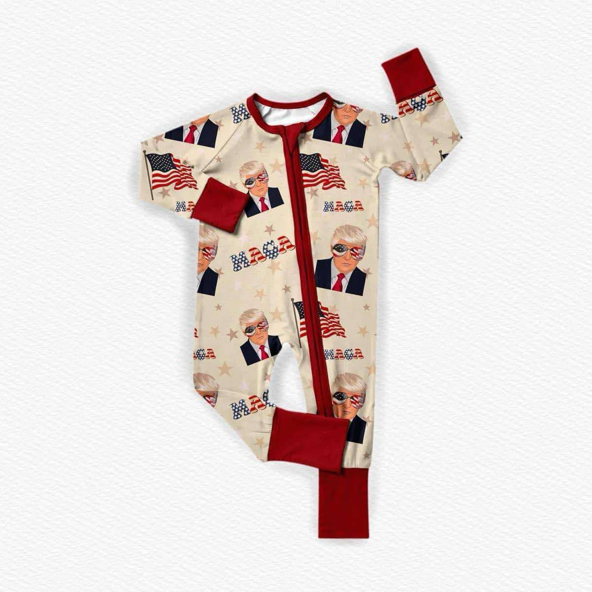 Baby Kids Infant Long Sleeves Flag Zipper Romper Moq 5