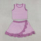 Baby Girls Kids Sleeveless Shirt Scallop Skirt Shorts Yoga Active Set Clothes RTS