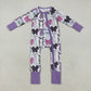 Baby Girl Long Sleeves Halloween Bows Purple Zipper Romper RTS