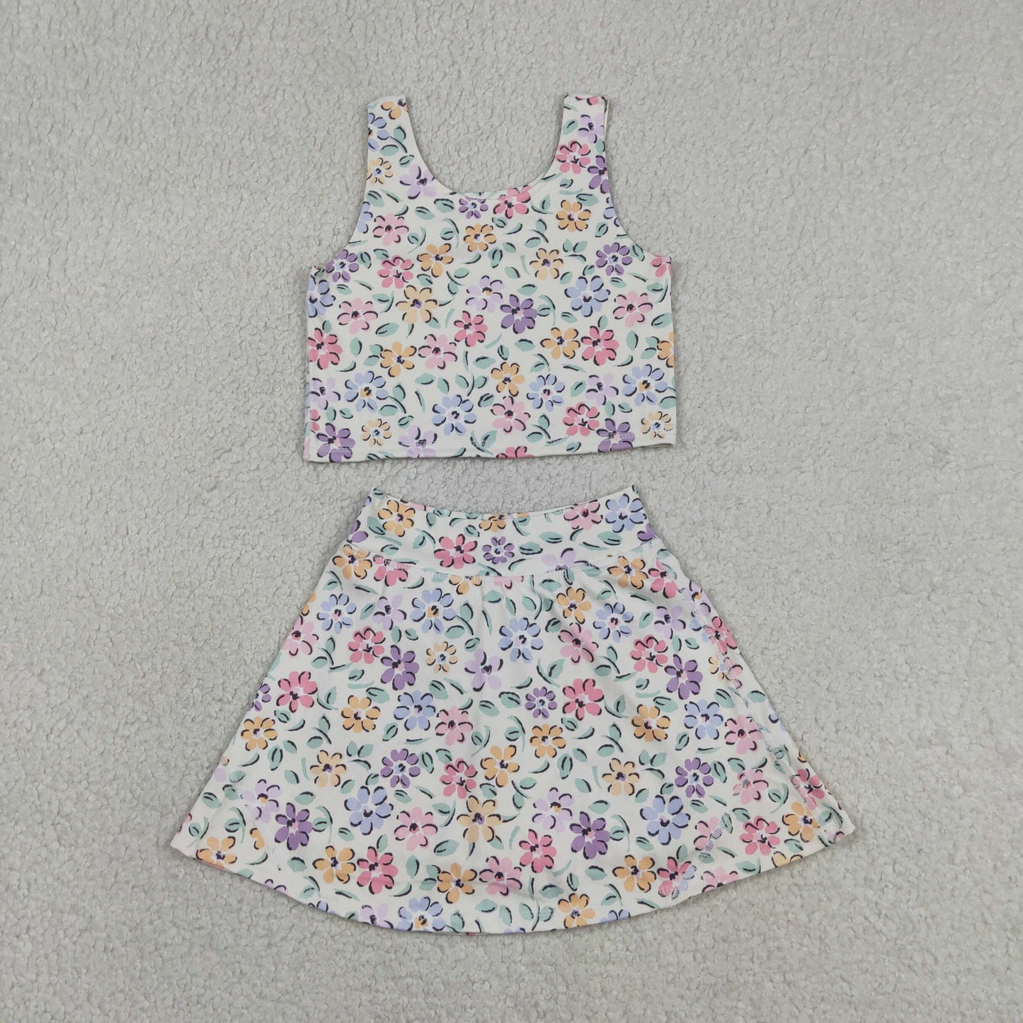 Baby Girls Kids Flower Tops Skirt Shorts Yoga Summer Set RTS