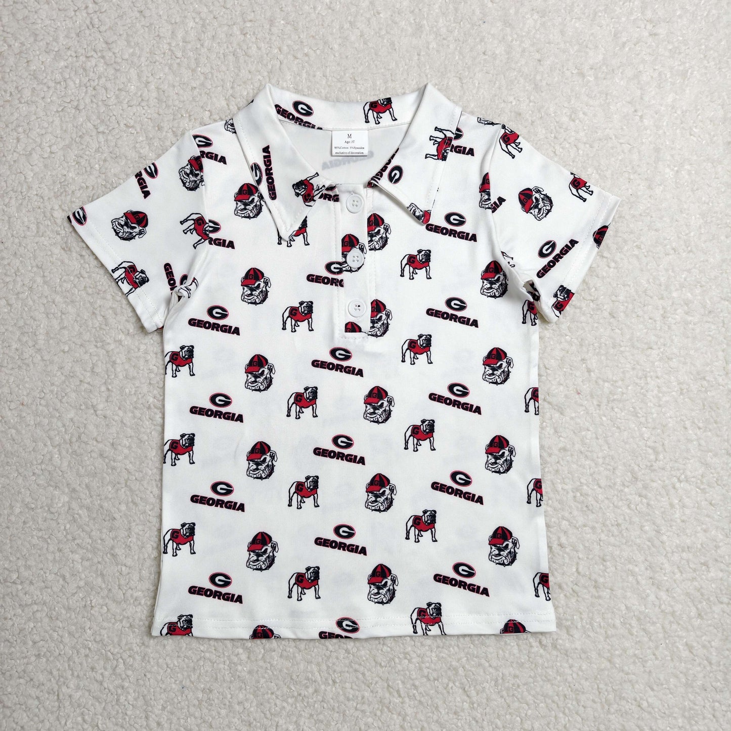 Baby Boys Kids Short Sleeves Dogs Buttons Shirt Team Tops RTS