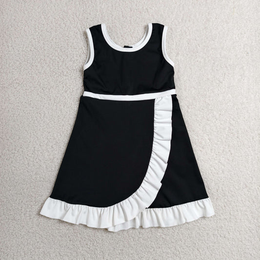 Baby Girls Kids Sleeveless Shorts Scallop Black Dress Yoga Active Clothes RTS