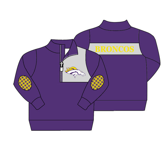 Baby Boy Team Long Sleeves Zipper Pullover Shirt Purple Tops