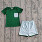 Baby Boys Kids Green Short Sleeves Pocket Shirt Ducks Shorts Clothes Set RTS