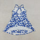 Baby Girls Kids Straps Blue Leopard Team Yoga Active Shorts Knee Length Dress RTS